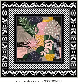 Scarf abstract background Trendy memphis tropic pattern design. Vector eps 10 format.
