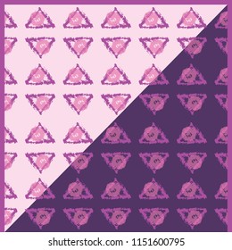 Scarf with abstract circles and triangles pattern on purple