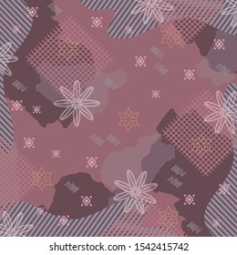 Scarf with abstract pattern and diagonal lines design