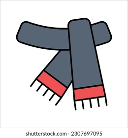 icono de la línea de invierno accesorio de pañoleta, ilustración vectorial sobre fondo blanco