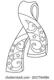 Scarf Antistress - Vector Linear Picture for Coloring. Outline. A scarf is an element for a winter, Christmas antistress coloring book.