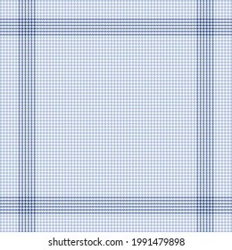 Scarf background with houndstooth check in blue and white. Simple dog tooth square vector design for scarf, bandana, shawl, hijab, head scarf, neckwear. Print for spring, autumn, winter.