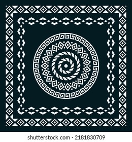 Scarf bandana tribal pattern. design for woman hijab, boho carpet, bandana, neckwear, batik, rug, shawl, pillow case. square pattern design style