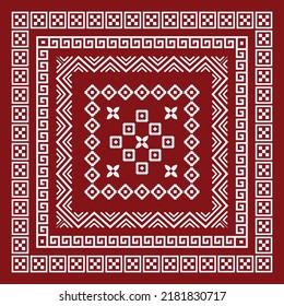 Scarf bandana tribal pattern. design for woman hijab, boho carpet, bandana, neckwear, batik, rug, shawl, pillow case. square pattern design style