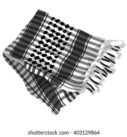 Scarf with black ornament isolated on white background. Vector cartoon close-up illustration.