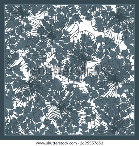 scarf with blue flower pattern design
