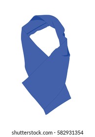 Scarf blue realistic vector illustration isolated