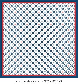 scarf with blue and red ornament design