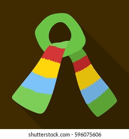 Scarf for boy and girl in cold weather. Coton green scarf.Scarf tied in a knot.Scarves and shawls single icon in flat style vector symbol stock illustration.