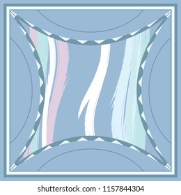 Scarf with brush lines with border on blue background