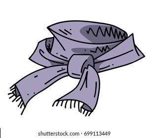 Scarf cartoon hand drawn image. Original colorful artwork, comic childish style drawing.