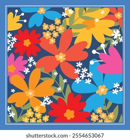 scarf with colorful flower pattern design