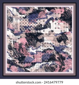 scarf design with abstract camouflage pattern on textures background
