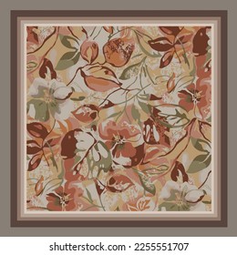 scarf design with abstract flower illustration