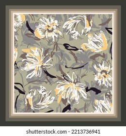 scarf design with abstract flower pattern image