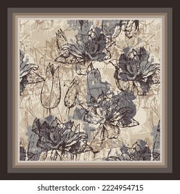 scarf design with abstract flower pattern image