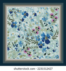 scarf design with abstract flower pattern image