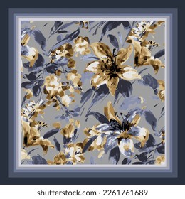 scarf design with abstract flower pattern image