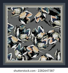 scarf design with abstract flower pattern image