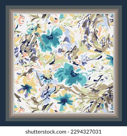 scarf design with abstract flower pattern image