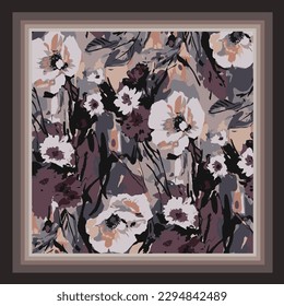 scarf design with abstract flower pattern