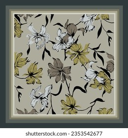 scarf design with abstract flower pattern image