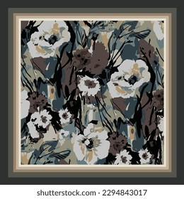 scarf design with abstract flowers pattern image