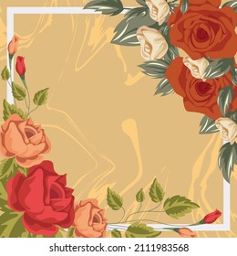 Scarf design abstract with roses on vintage background