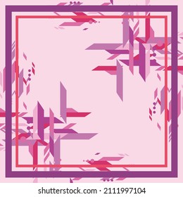 Scarf design abstract seamless with frame on pink background