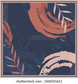 scarf design with abstract style design on dark blue background
