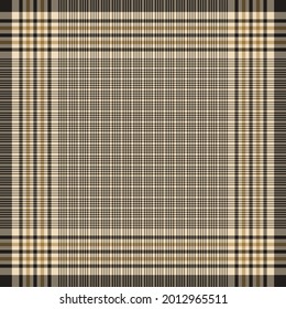 Scarf Design For Autumn In Gold Brown, Beige, Black With Houndstooth Check Plaid Pattern. Square Elegant Neutral Dog Tooth Print For Spring Autumn Shawl, Hijab, Bandana, Other Modern Fashion Textile.