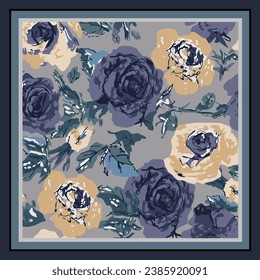 scarf design with beautiful abstract flowers pattern image