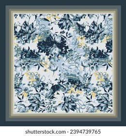 scarf design with beautiful abstract flowers pattern image