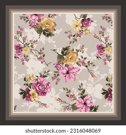 scarf design with beautiful flowers pattern