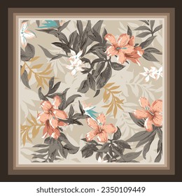 diseño de la bufanda con hermosa imagen de patrón de flores