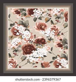 scarf design with beautiful flowers pattern image