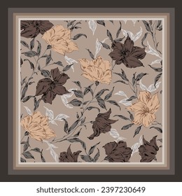 scarf design with beautiful flowers pattern image