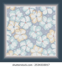 scarf design with beautiful flowers pattern image