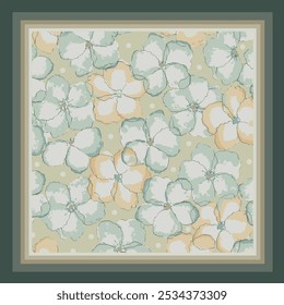 scarf design with beautiful flowers pattern image