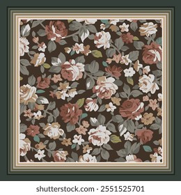 scarf design with beautiful flowers pattern image