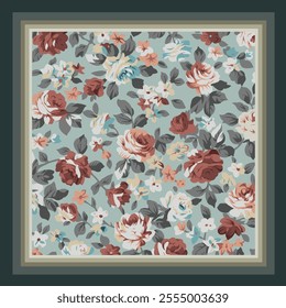 scarf design with beautiful flowers pattern image