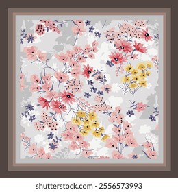 scarf design with beautiful flowers pattern image