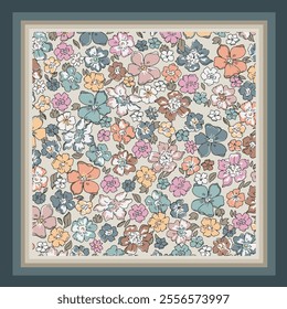 scarf design with beautiful flowers pattern image