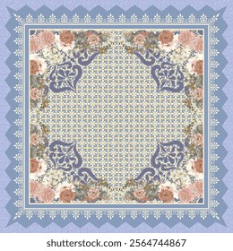 scarf design with beautiful flowers pattern image