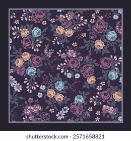 scarf design with beautiful flowers pattern image