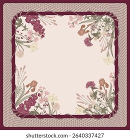 Scarf design with beautiful flowers pattern