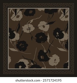 scarf design with beautiful silhouette flowers pattern image