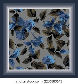 scarf design with blue flower pattern image