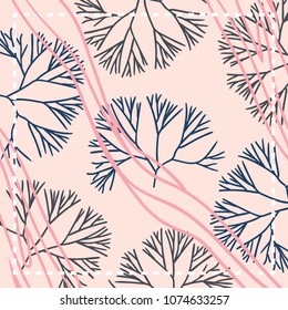 Scarf design with branch pattern on pink background