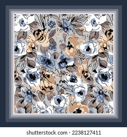 scarf design with cute abstract flower pattern image